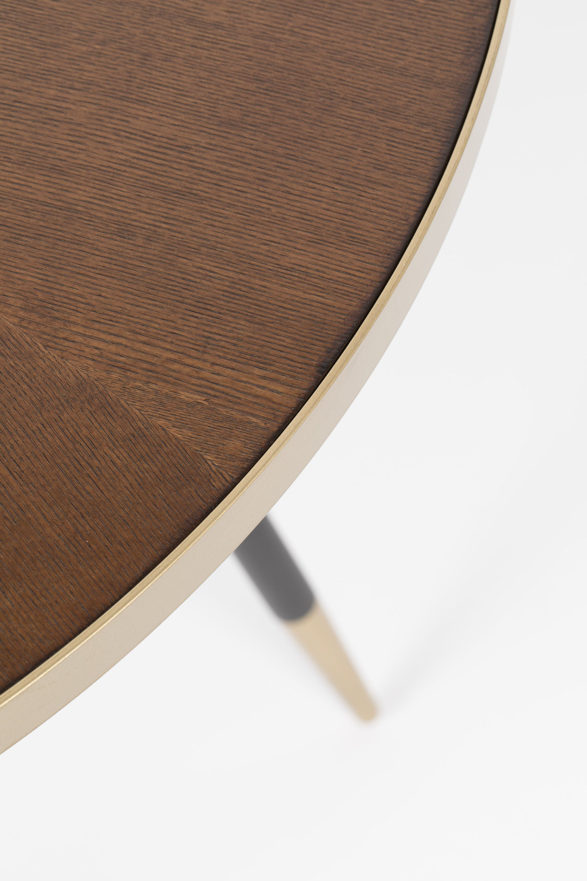 Denise Brown Wood & Gold Round Dining Table